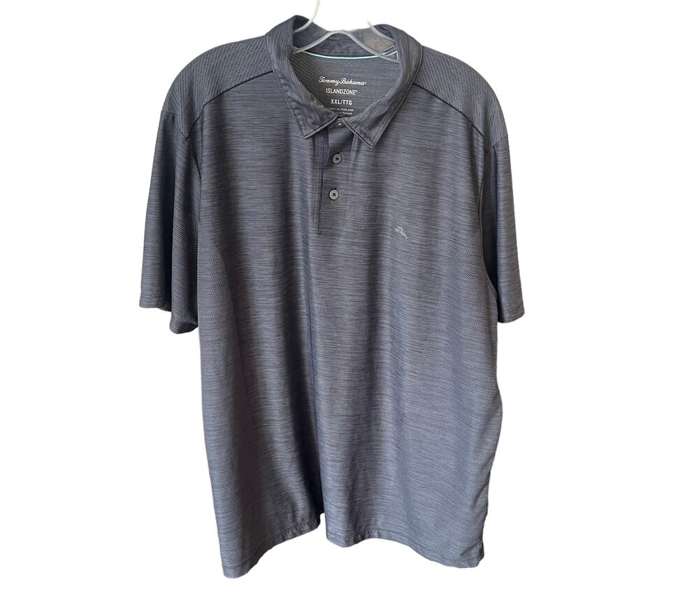 Tommy Bahama Island Zone Gray Short Sleeve Polo Shirt Sz XXL
